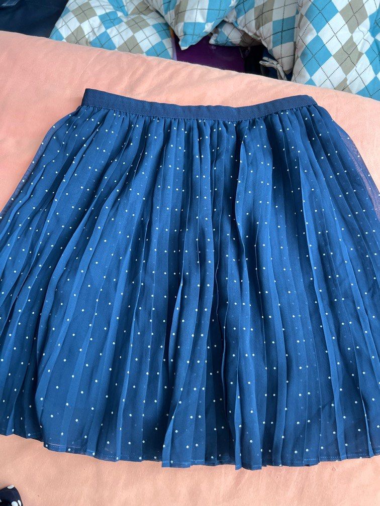 Blue pleated skirt online xl