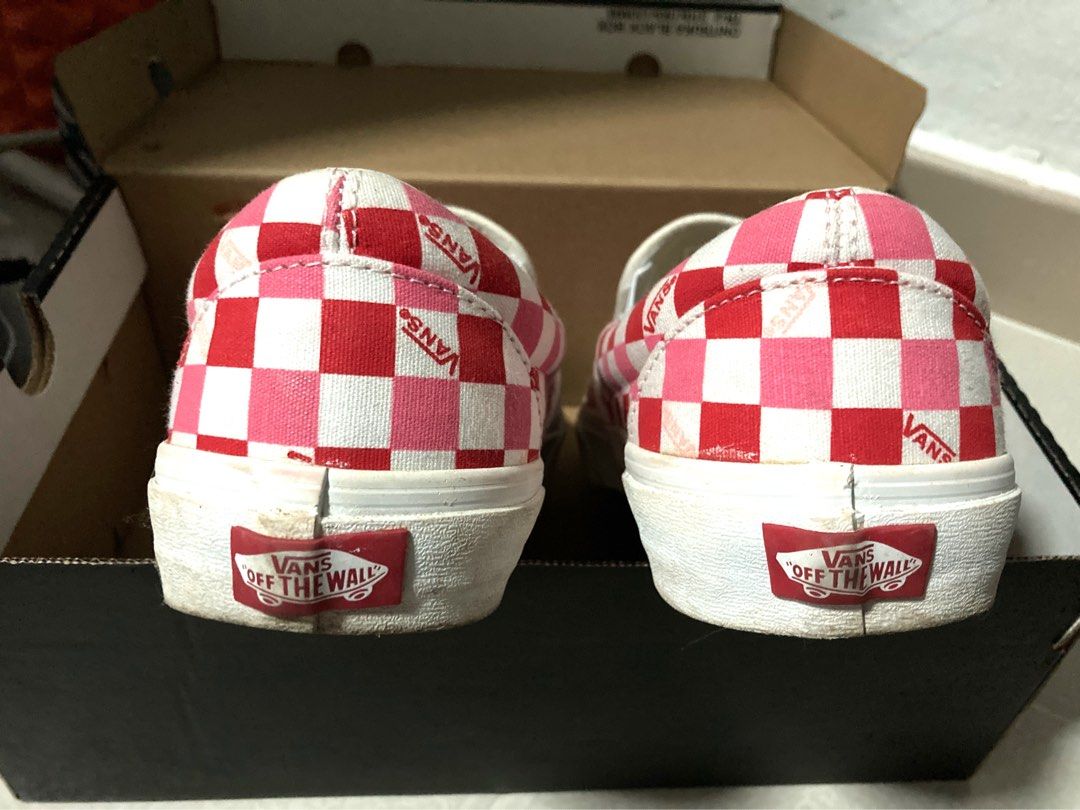 Red and cheap pink checkerboard vans