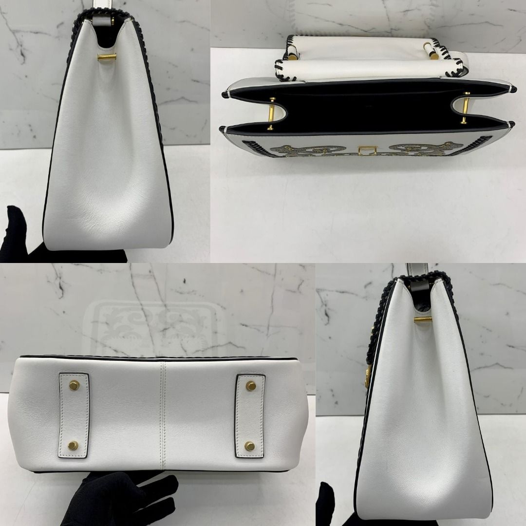 VERSACE WHITE LEATHER 2WAY VIRTUS SHOULDER BAG 227032489 SI, Luxury