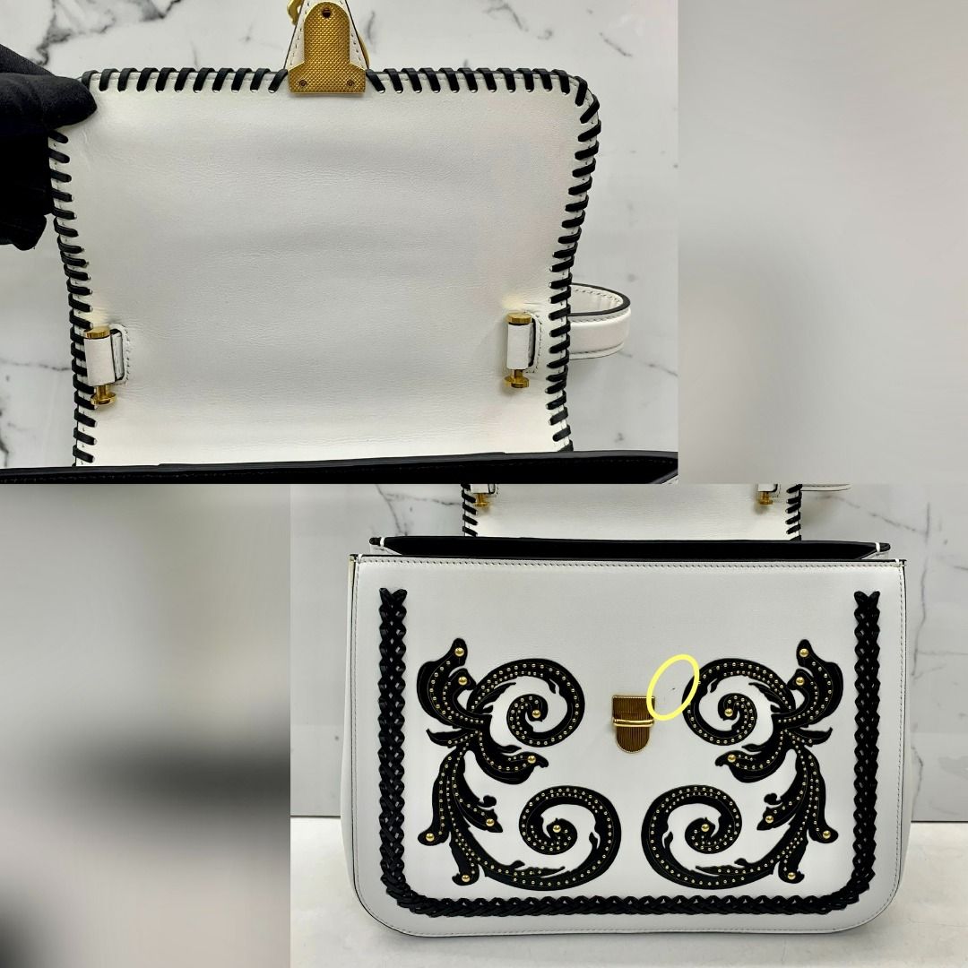 VERSACE WHITE LEATHER 2WAY VIRTUS SHOULDER BAG 227032489 SI, Luxury