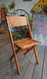 Vintage Americana 。復古事 教堂用折疊椅 美國古董 老件 復古 木椅 收藏 擺飾