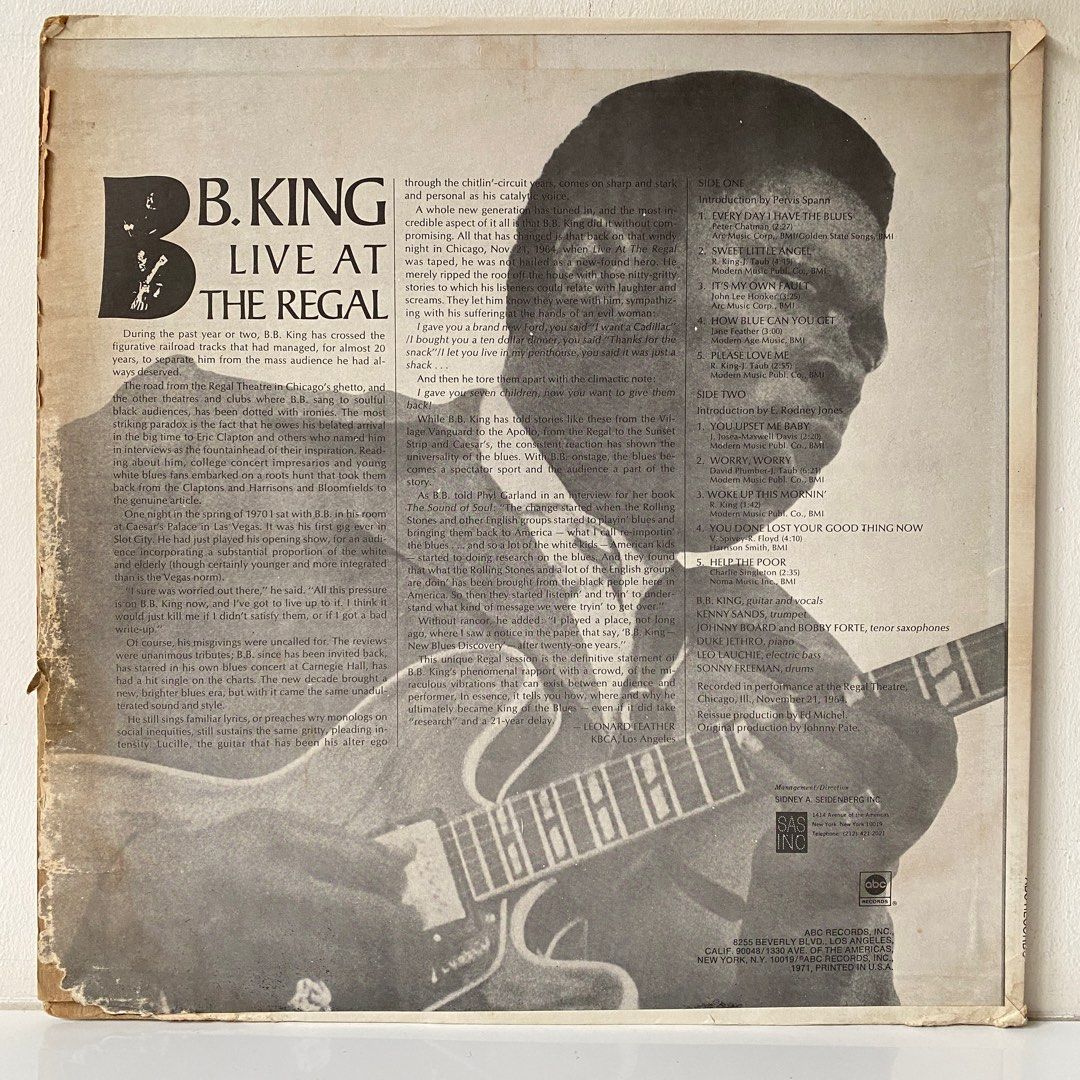 B.B. King – Live At The Regal (1971 US Pressing)