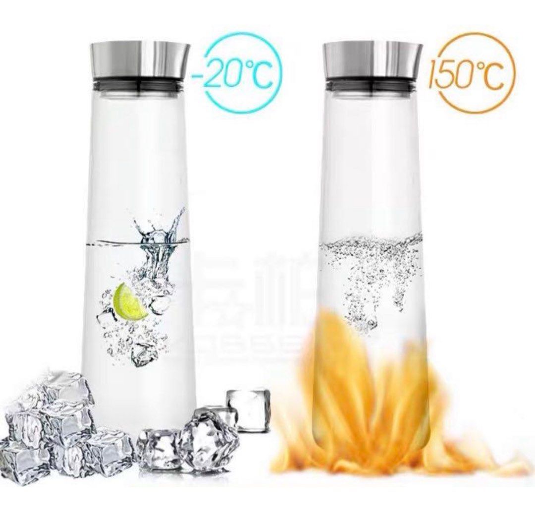 Water jug shatterproof glass 1.5L, Furniture & Home Living, Kitchenware