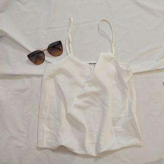 White satin cowl neck top