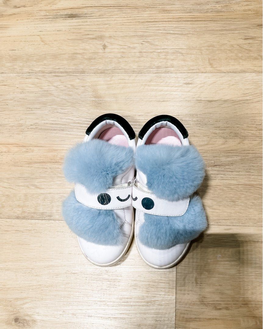 White sneakers with baby blue fur Babies Kids Babies Kids