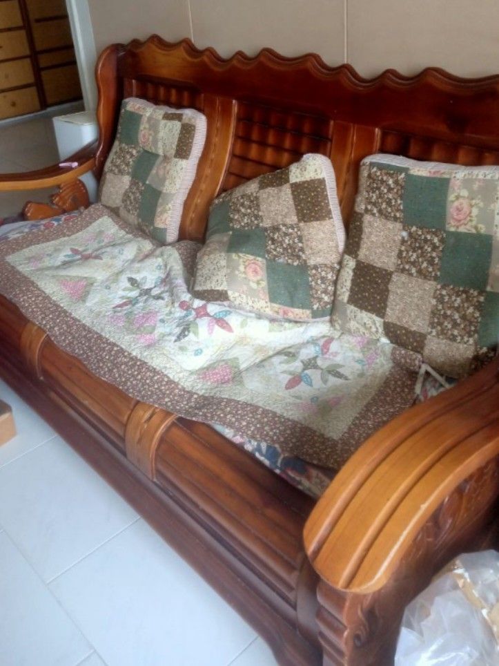 ONLY THREE SEATER Wooden sofa for sale, Furniture & Home Living