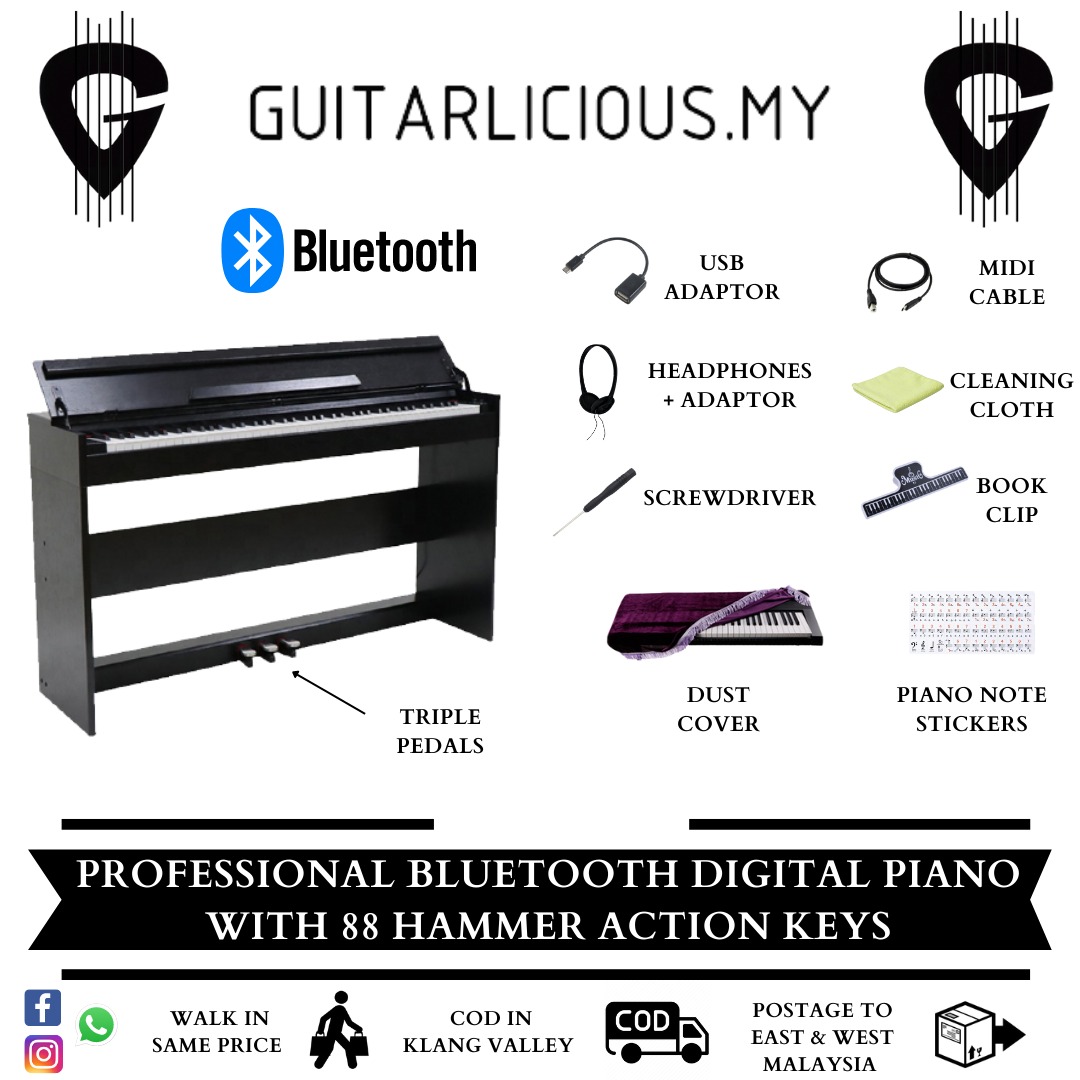 YIMO Digital Piano Hammer Action Keys OVC Wood Grain Three Pedal YMA02