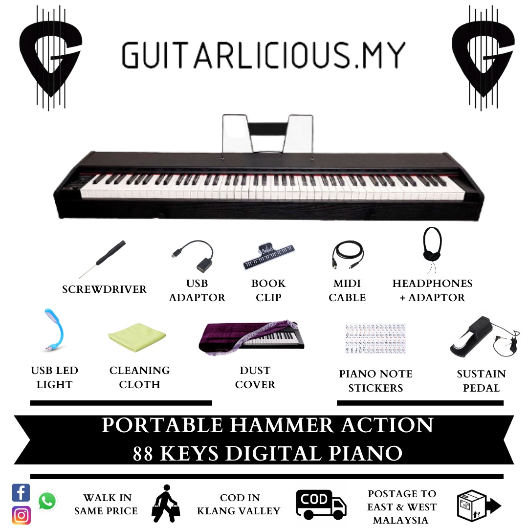 YIMO Portable Digital Piano Hammer Action Keys OVC Wood Grain One Pedal