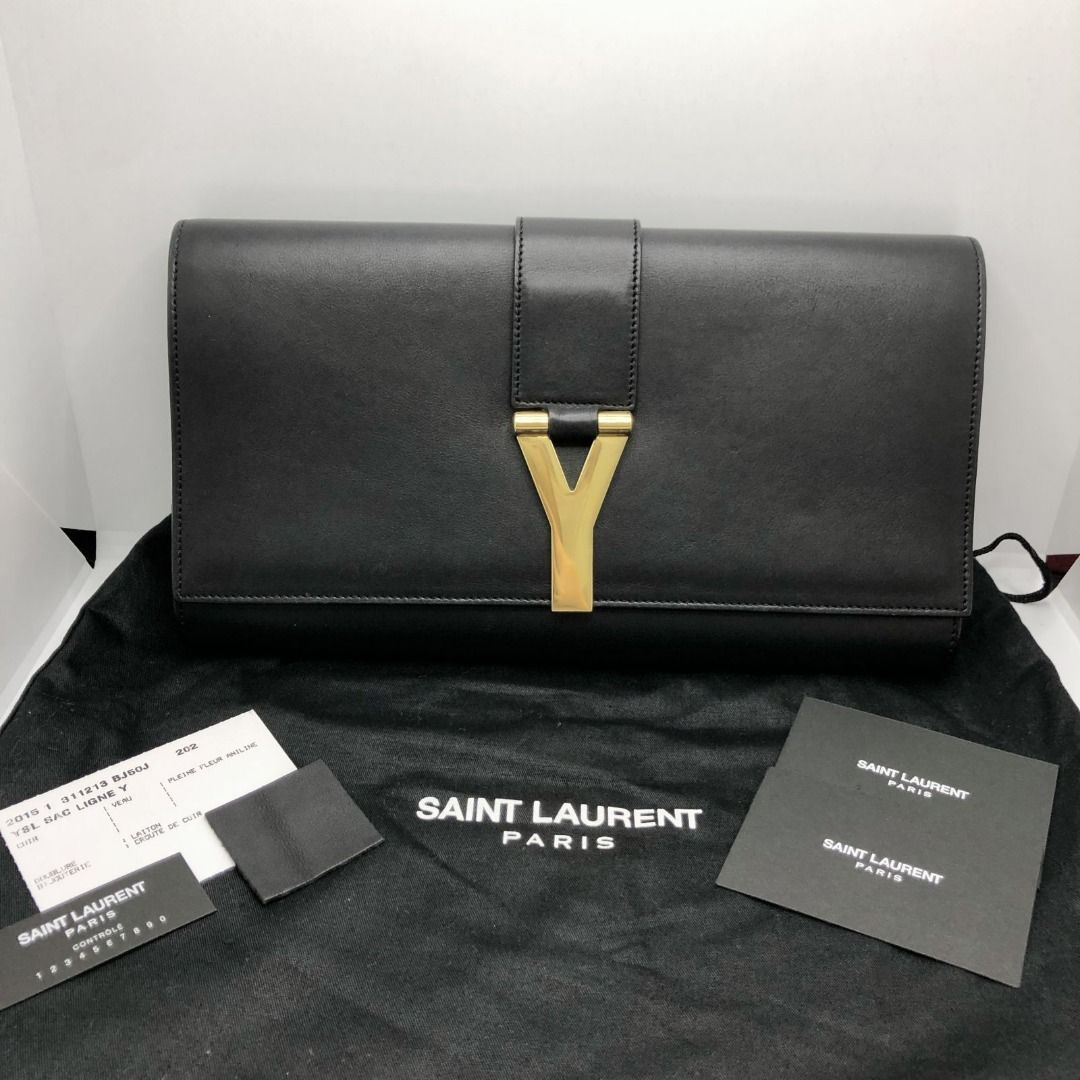 YSL 311213 BLACK LEATHER SAC LIGNE Y BAG 227034990 SI