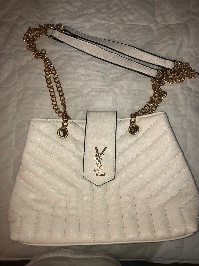 Ysl white deals and gold bag