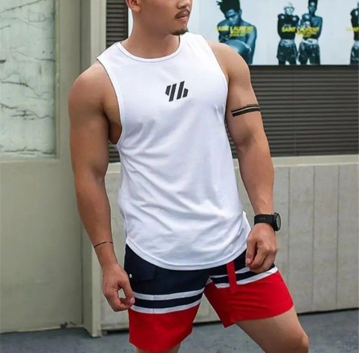 FitnessFunny Quick Dry Sleeveless Gym Shirt Workout Baju Lelaki
