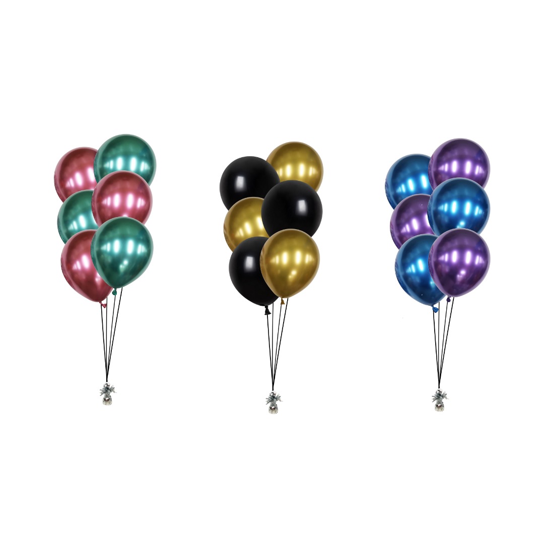 12″ Helium Chrome Balloon Bouquet (set of 6), Hobbies & Toys
