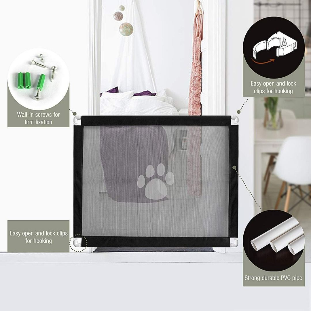 1326) PETLESO Magic Gate for Dogs - Lock PVC Screen Dog Gates for ...