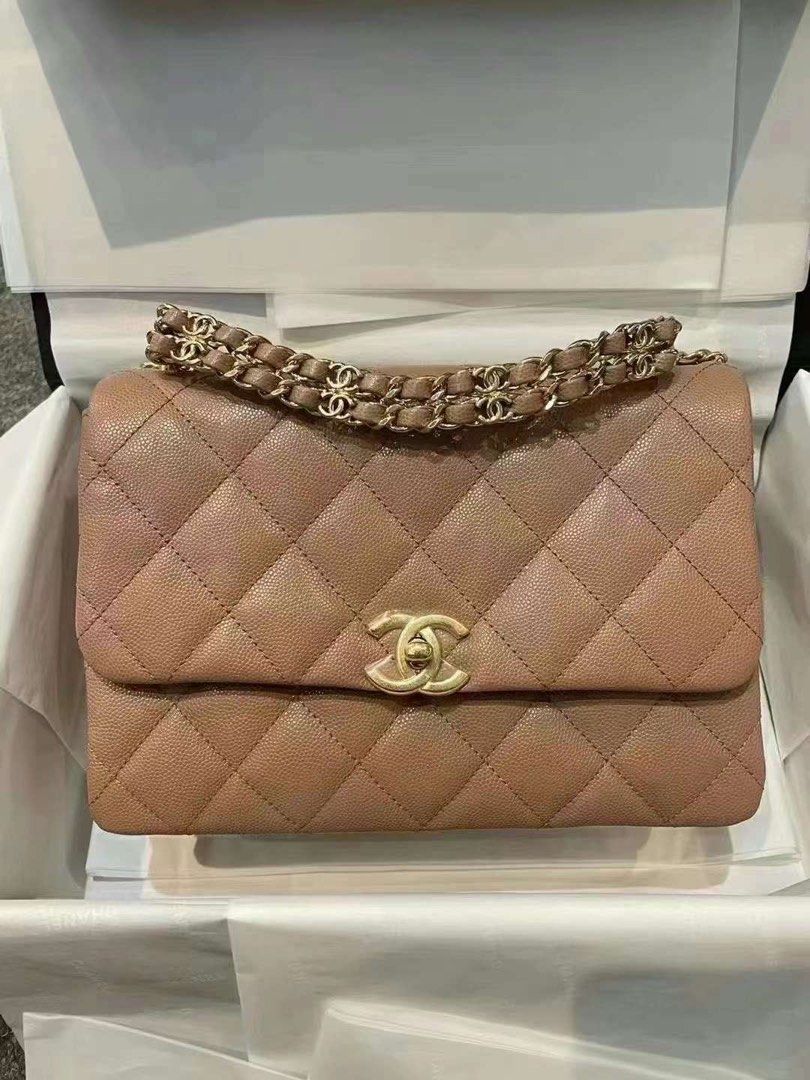 29/12珍惜現貨｜  😍Chanel 22K荔枝皮方胖子23cm😍❤️絕美奶茶色Beige