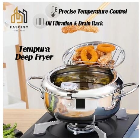 304 Stainless Steel Japanese Tempura Deep Fryer Frying Pot with