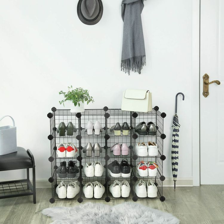 3604) SONGMICS 5-Tier Shoe Rack, Space Saving 15-Pair Metal Shoe ...
