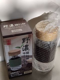 木質野濃隨行杯 350ml / 耐熱玻璃/304不鏽鋼濾網 /原售200元，特價80  美樂美事