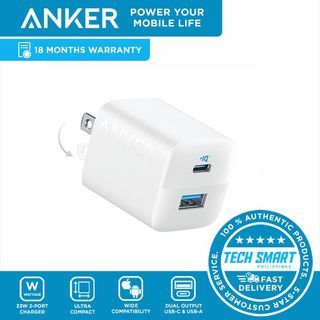 Anker 323 (33W) USB C Charger, 2 Port Compact Charger with Foldable Plug for iPhone 14/14 Plus/14 Pro/14 Pro Max/13/12, Pixel, Galaxy, iPad/iPad Mini and More