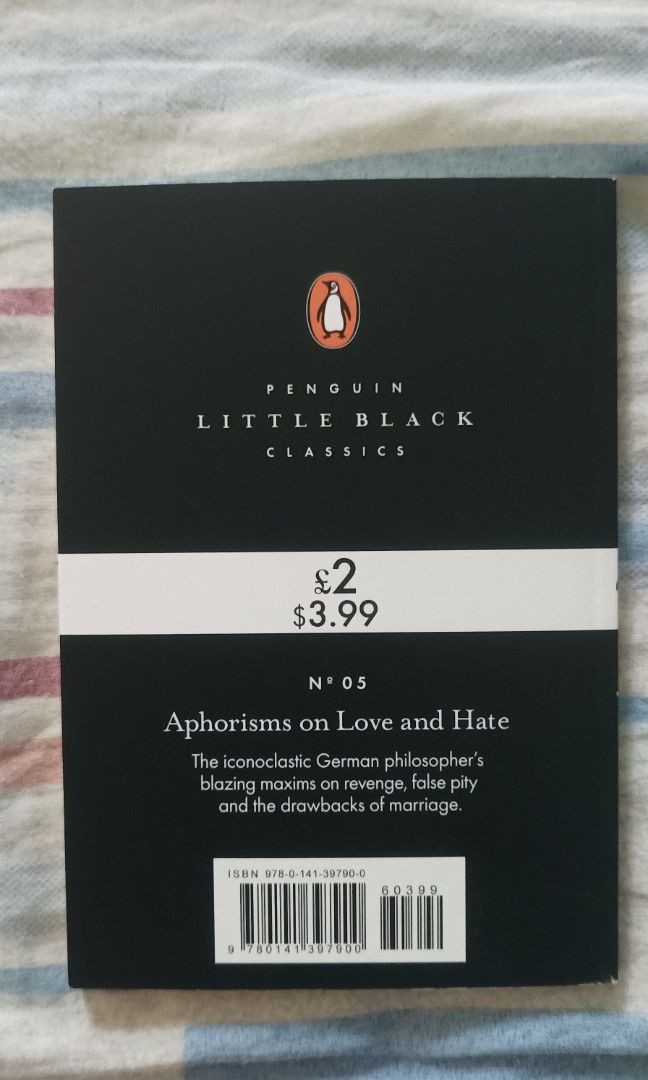 Aphorisms on Love and Hate by Nietzsche (Category: Storybooks) located in Valenzuela. Submitted by leviathan99 (Listing ID 1205917174, Image 2). Description: Bought only yesterday from Fully Booked for 120. Decided to sell since I forgot that I already have one :(.
