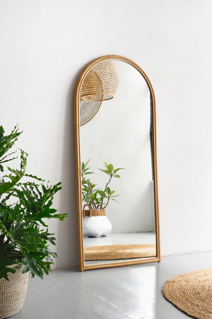 Arched Rattan Full length mirror, Furniture & Home Living, Home Decor