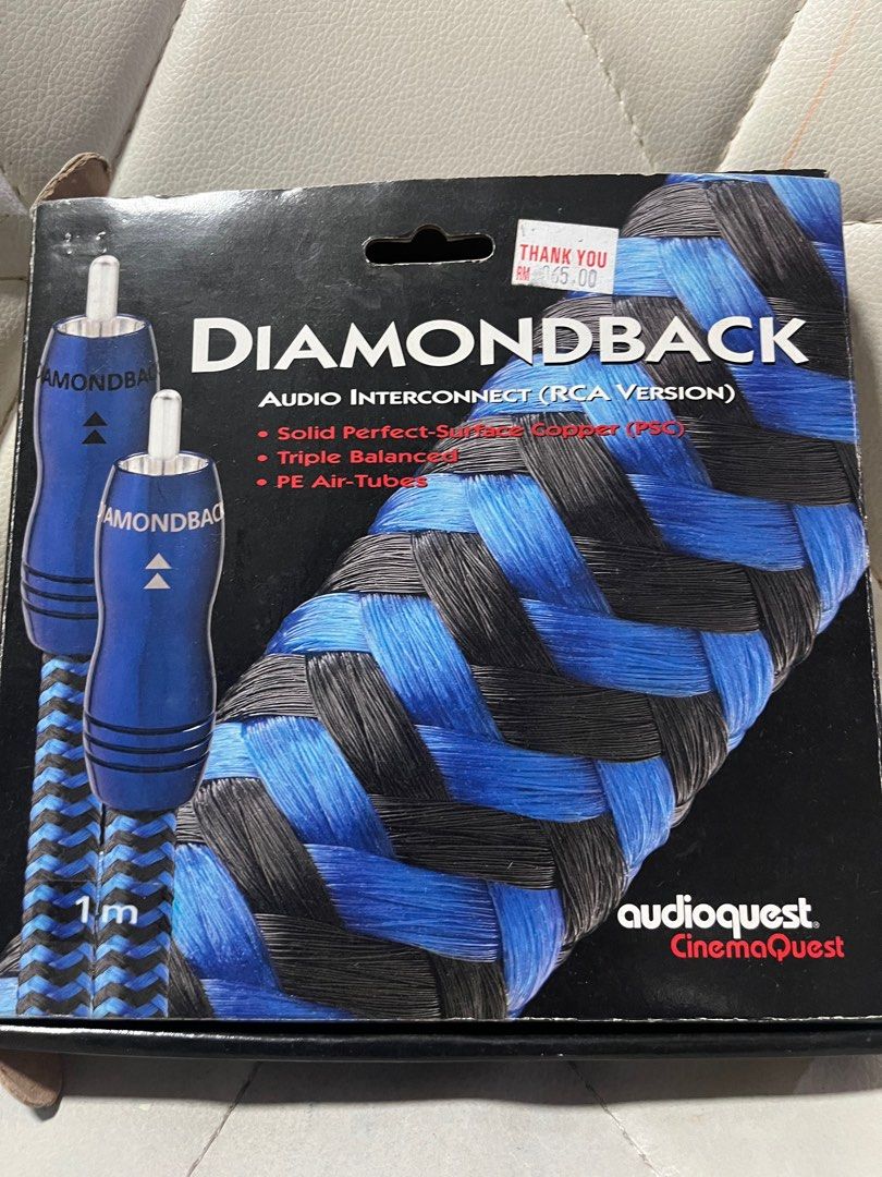 Audioquest Diamondback Interconnect RCA Original, Audio, Other Audio