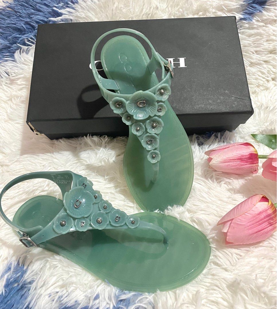 coach tea rose jelly sandals