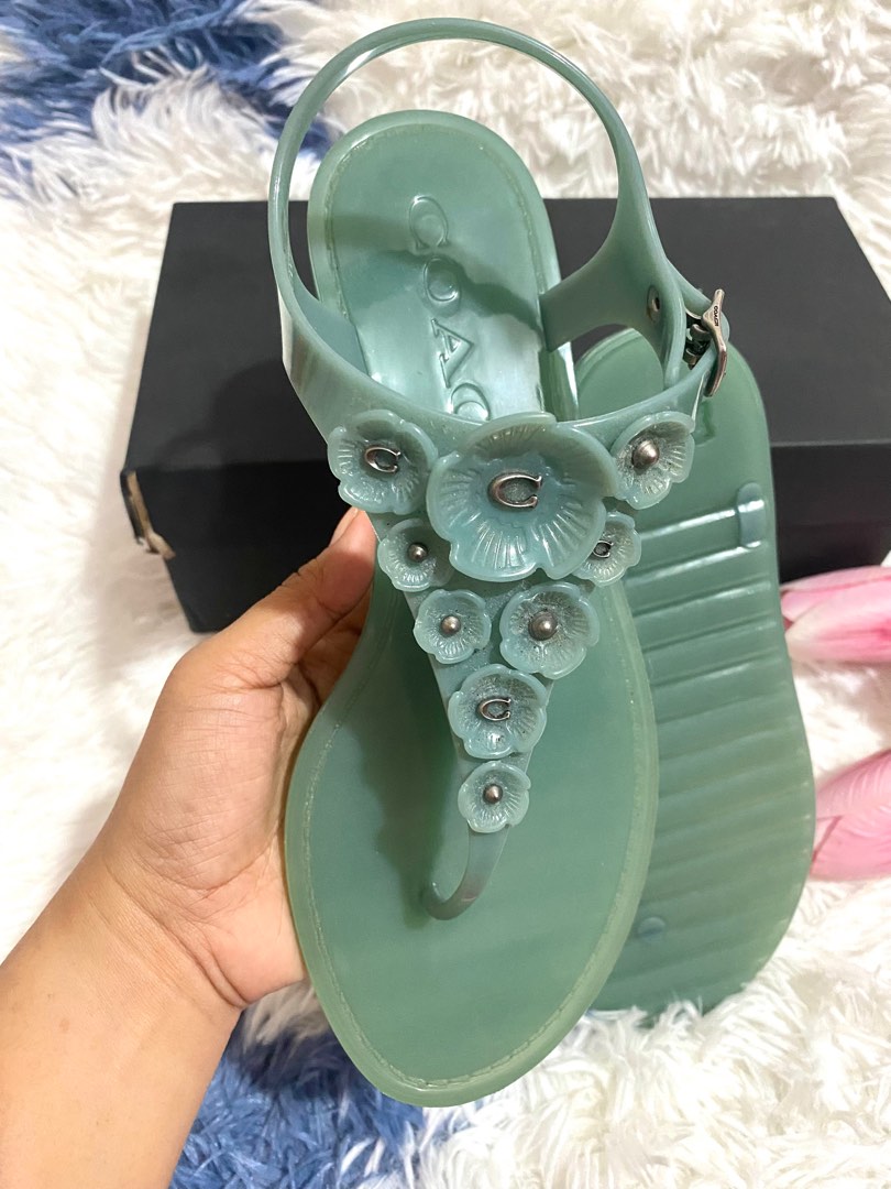 coach tea rose jelly sandals