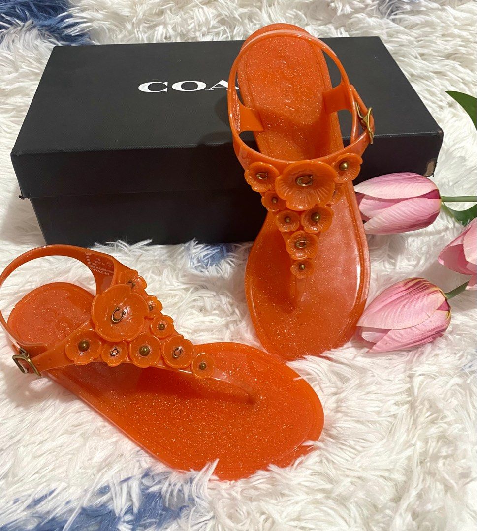 coach tea rose jelly sandals
