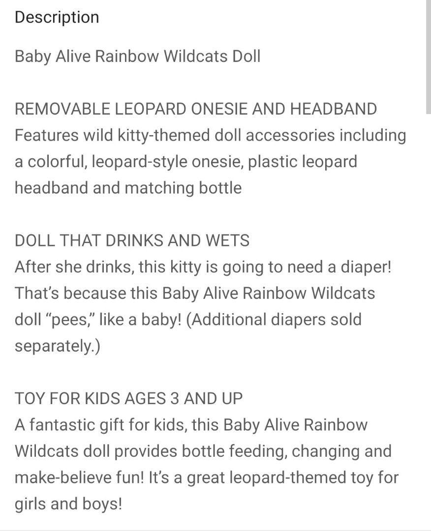 Baby Alive Rainbow Wildcats Doll, Hobbies & Toys, Toys & Games on Carousell