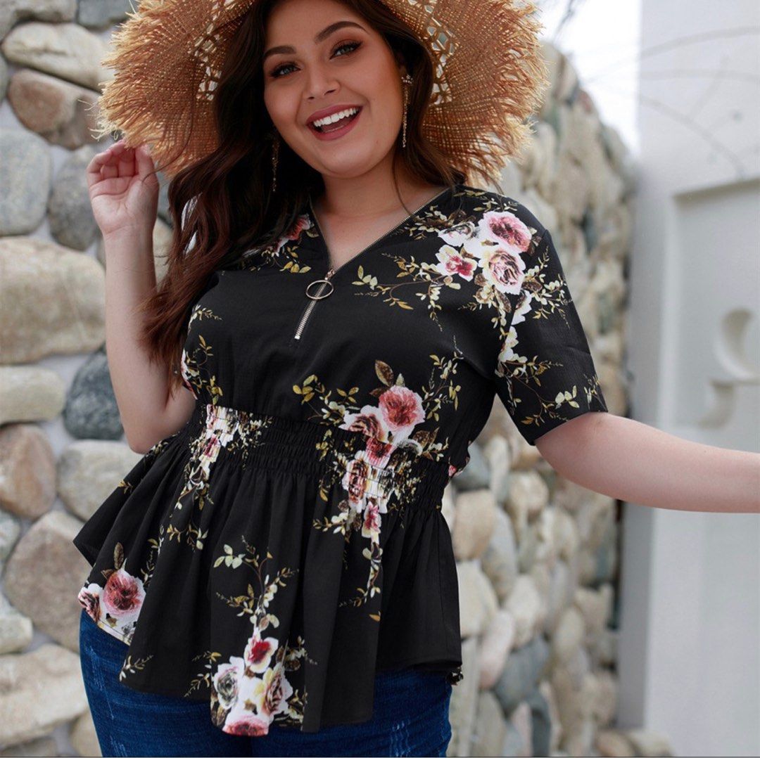 short sleeve blouses plus size