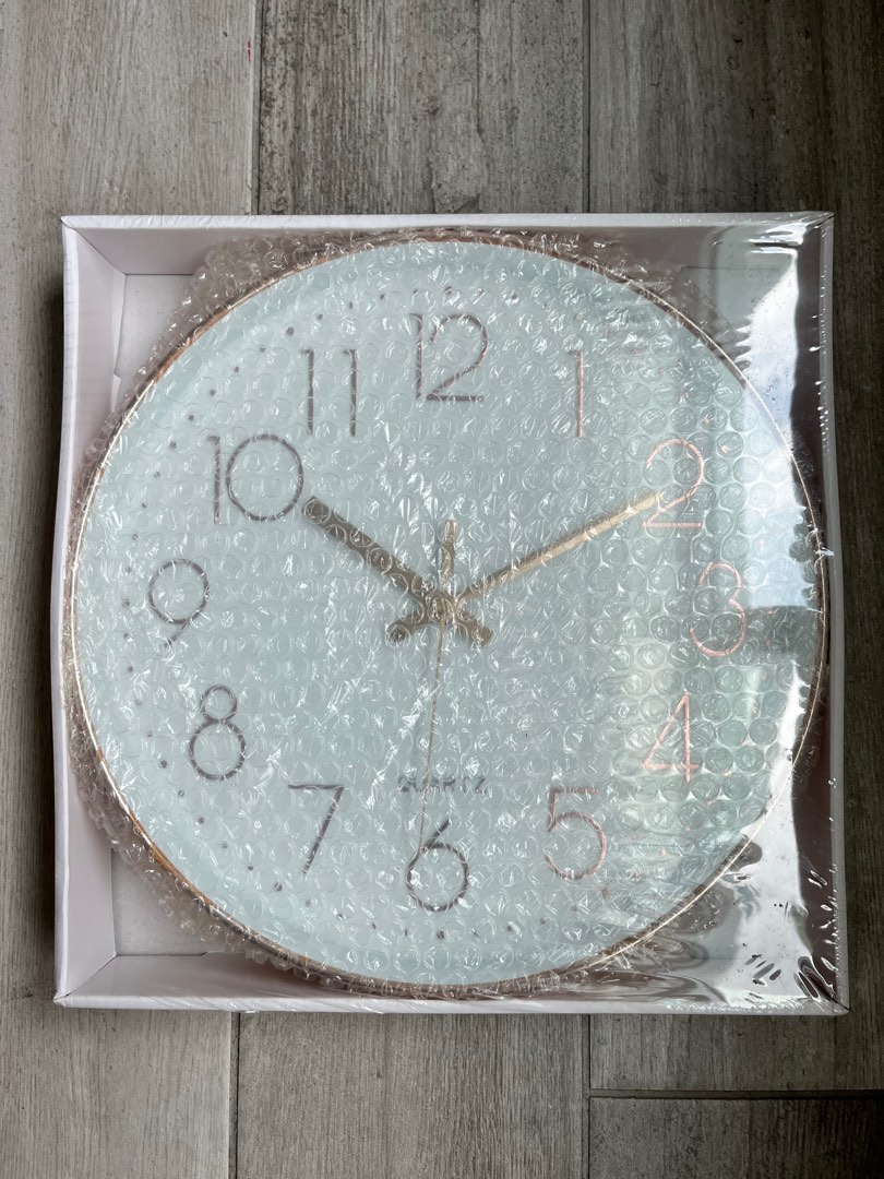[BNIB] Rose Gold Wall Clock, Furniture & Home Living, Home Decor