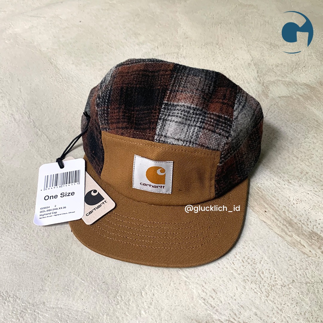 Carhartt WIP, Highland Cap in Hamilton Brown, Fesyen Pria, Aksesoris