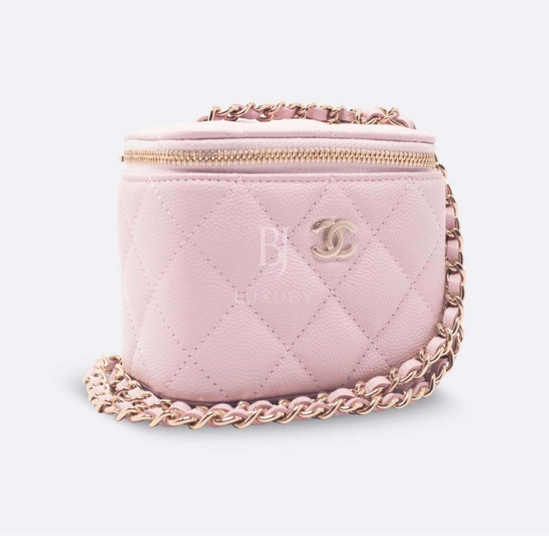 Authentic Chanel Barbie Pink Caviar Leather Extra Mini Rectangular 17CM  Silver Hardware