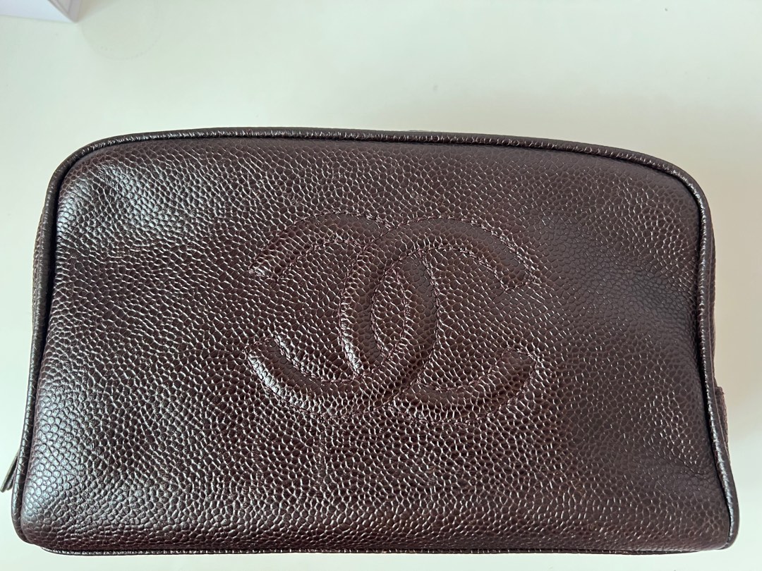 Chanel vintage brown pouch, Luxury, Bags & Wallets on Carousell
