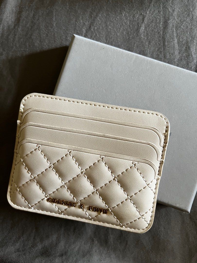 Charles & Keith - Women's Cleo Quilted Card Holder, Ivory, Xxs
