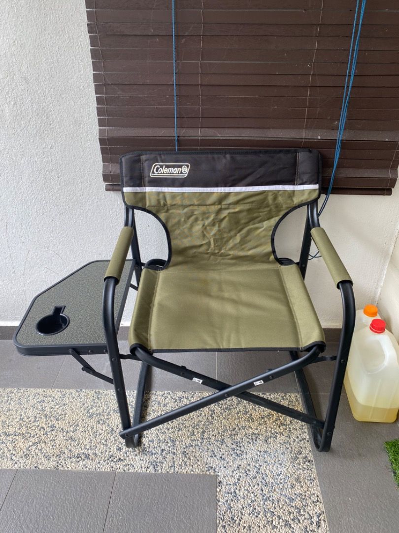 Coleman directors chair with swing sale table