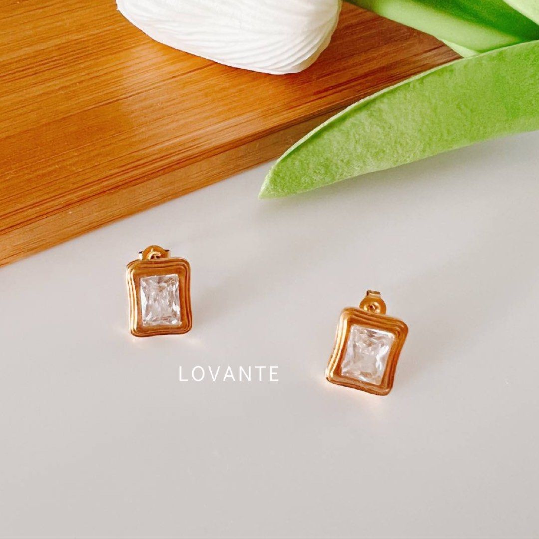 Rectangular diamond deals earrings