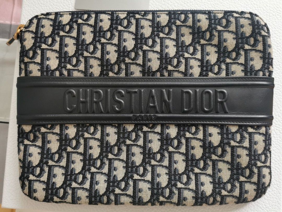 Shop Christian Dior DIOR OBLIQUE Unisex Leather Logo Clutches