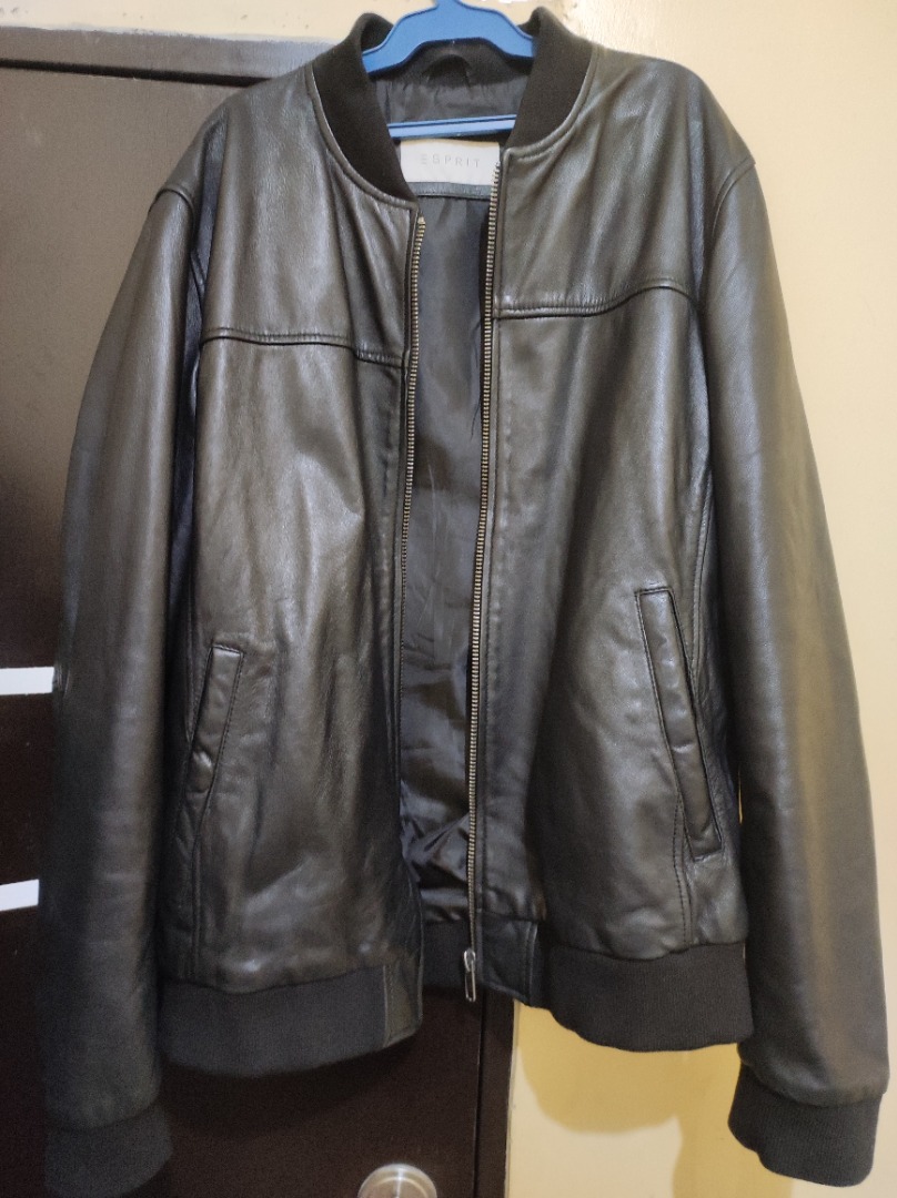 Esprit Bomber Leather Jacket, Men's Fashion, Coats, Jackets and
