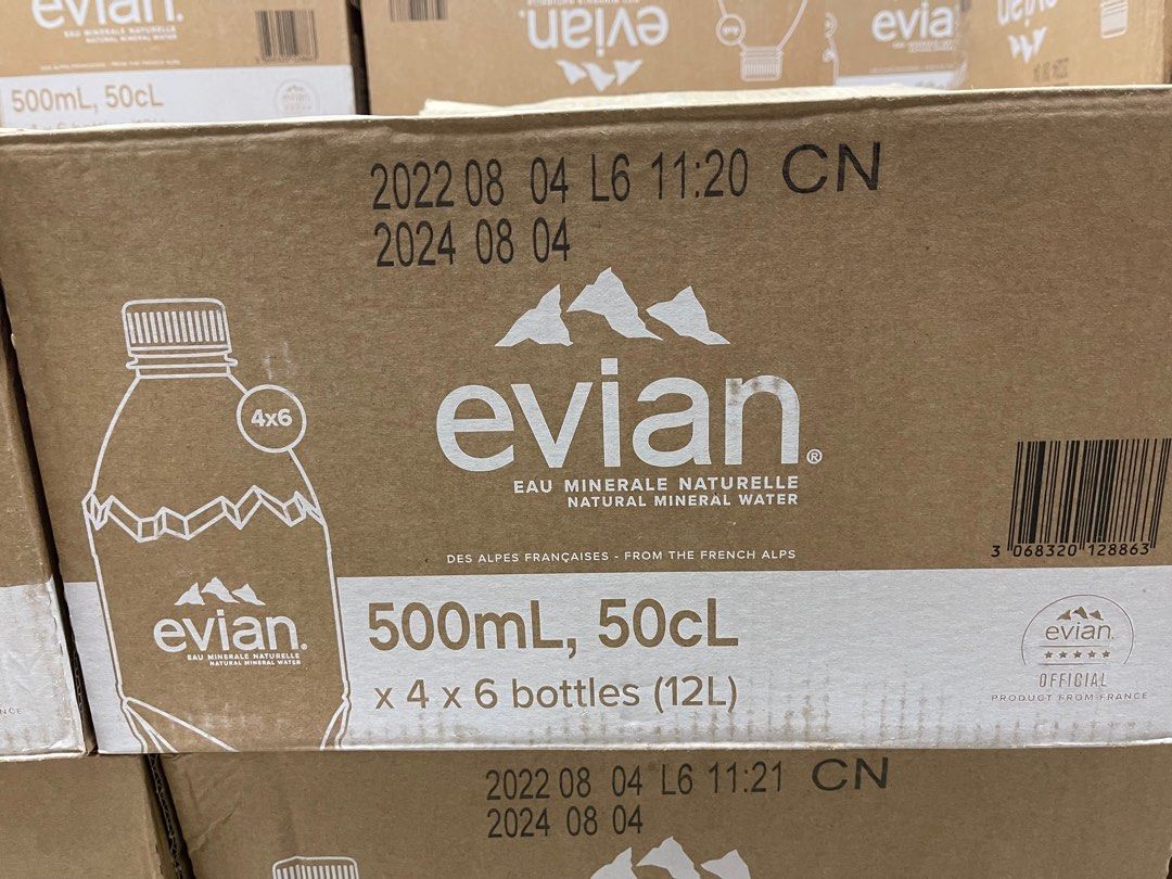 Evian Water Mineral Prestige 1 ctn (24btlsx500ml), Food & Drinks