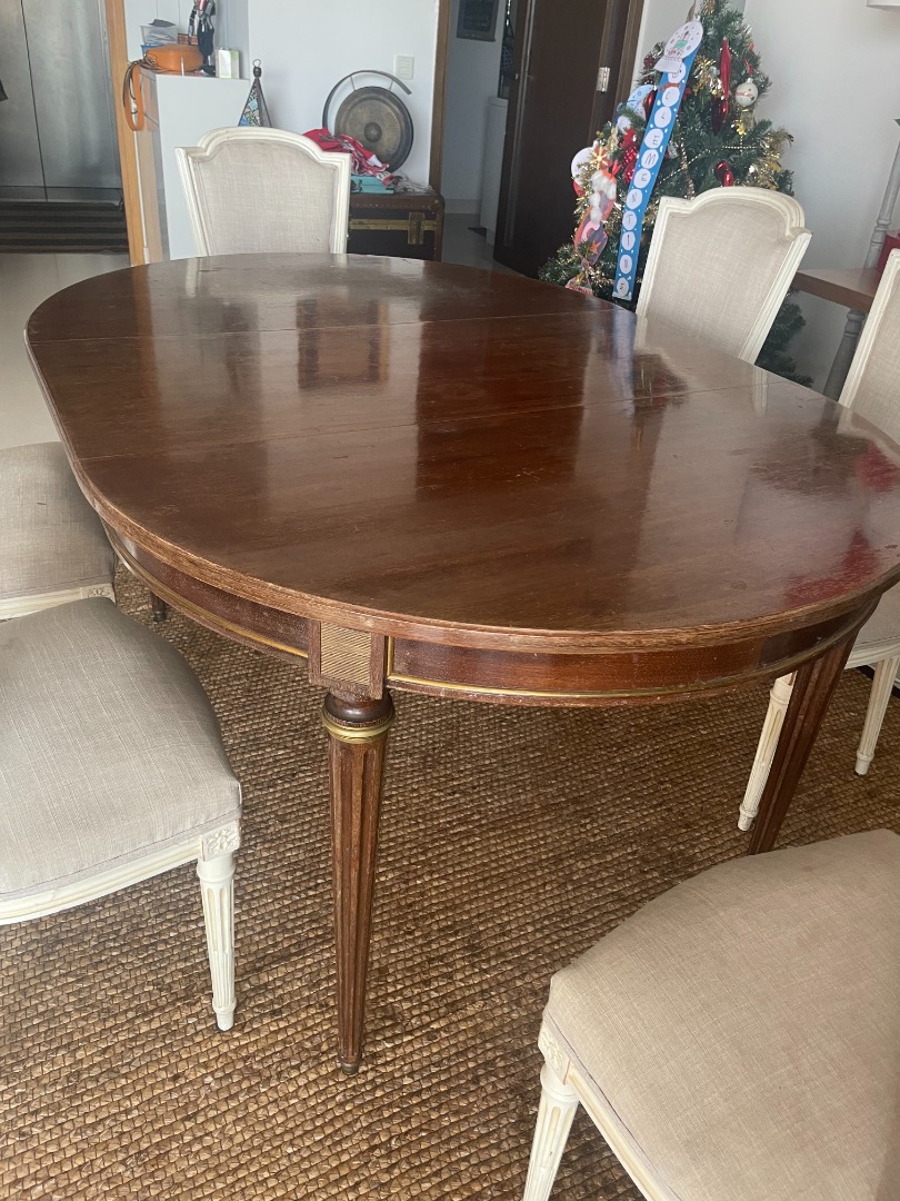 Extendable Table French Style + 6 Chairs, Furniture & Home Living