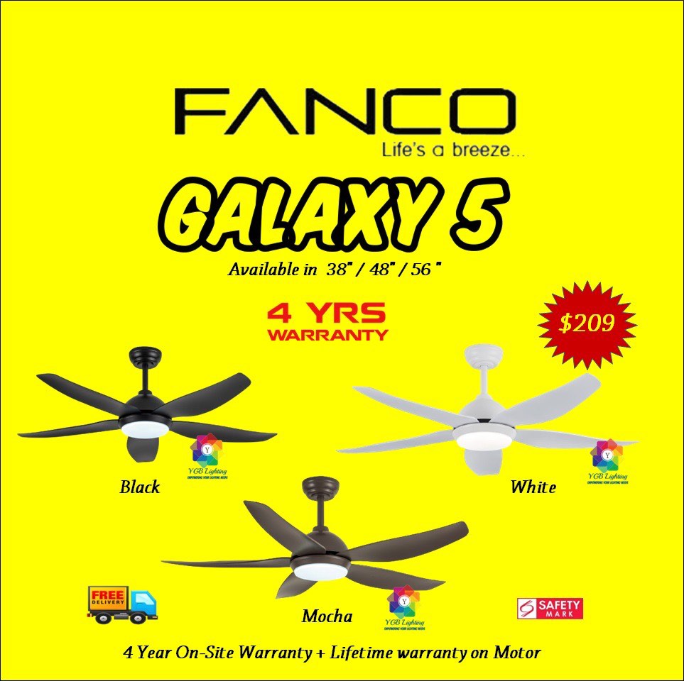 Fanco Ceiling Fan Galaxy 5, Furniture & Home Living, Lighting & Fans