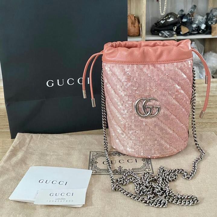 Gg marmont mini sequin bucket bag deals