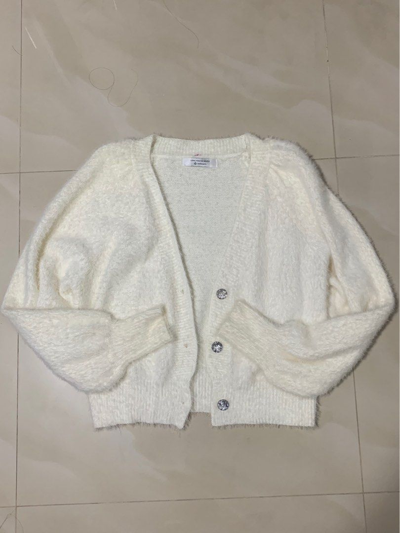 Black Furry Knit Cardigan