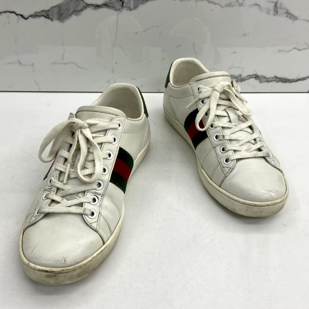 GUCCI 387993 WHITE LEATHER ACE SNEAKERS 227027563 EK, Luxury, Sneakers ...