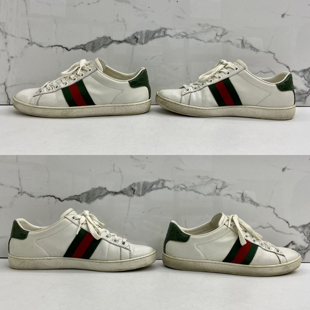 DISCOUNTED GUCCI 387993 WHITE LEATHER ACE SNEAKERS 227027563 EK