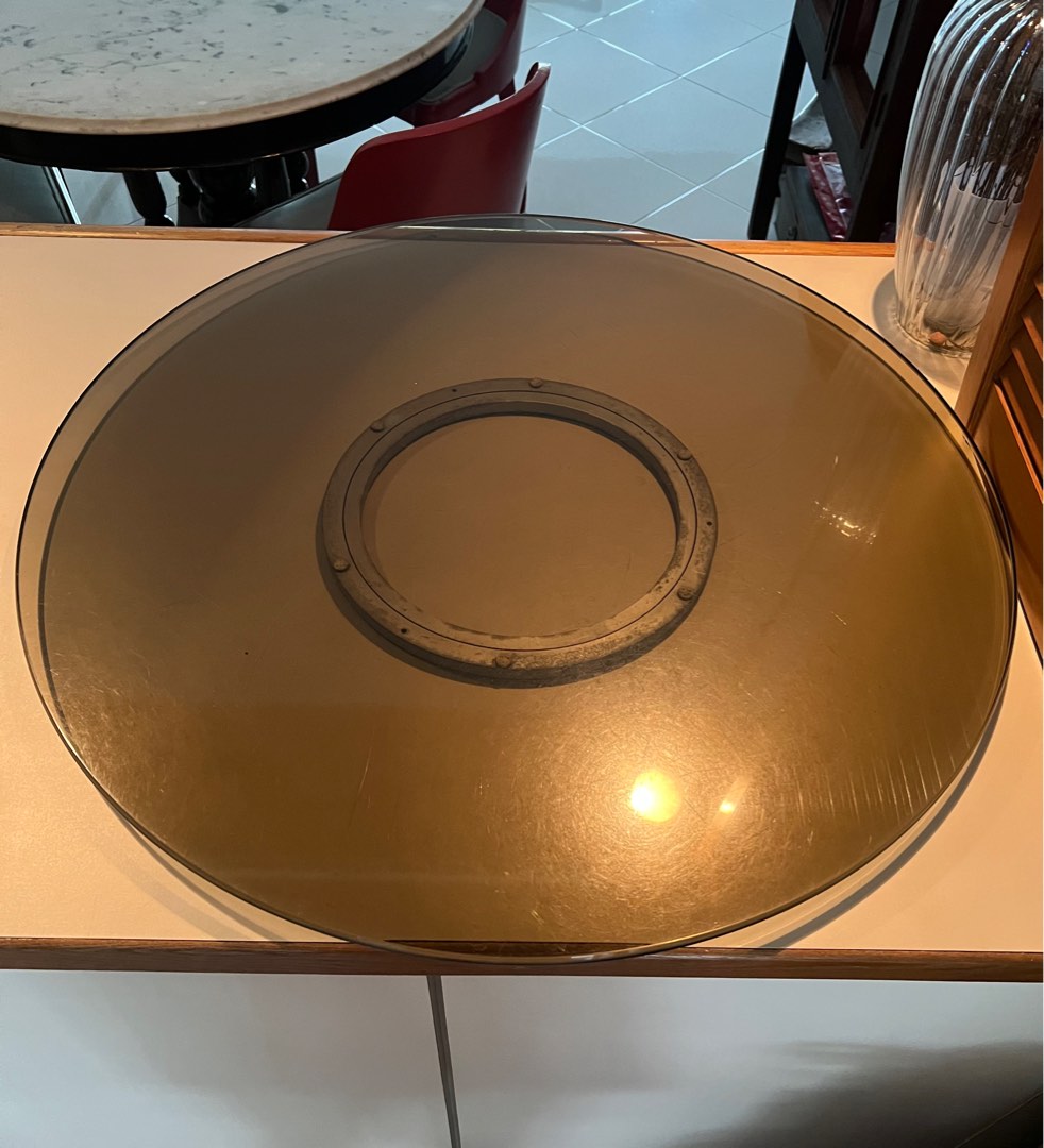 Heavy duty lazy Susan of tinted glass 12mm thickness, 75cm diameter