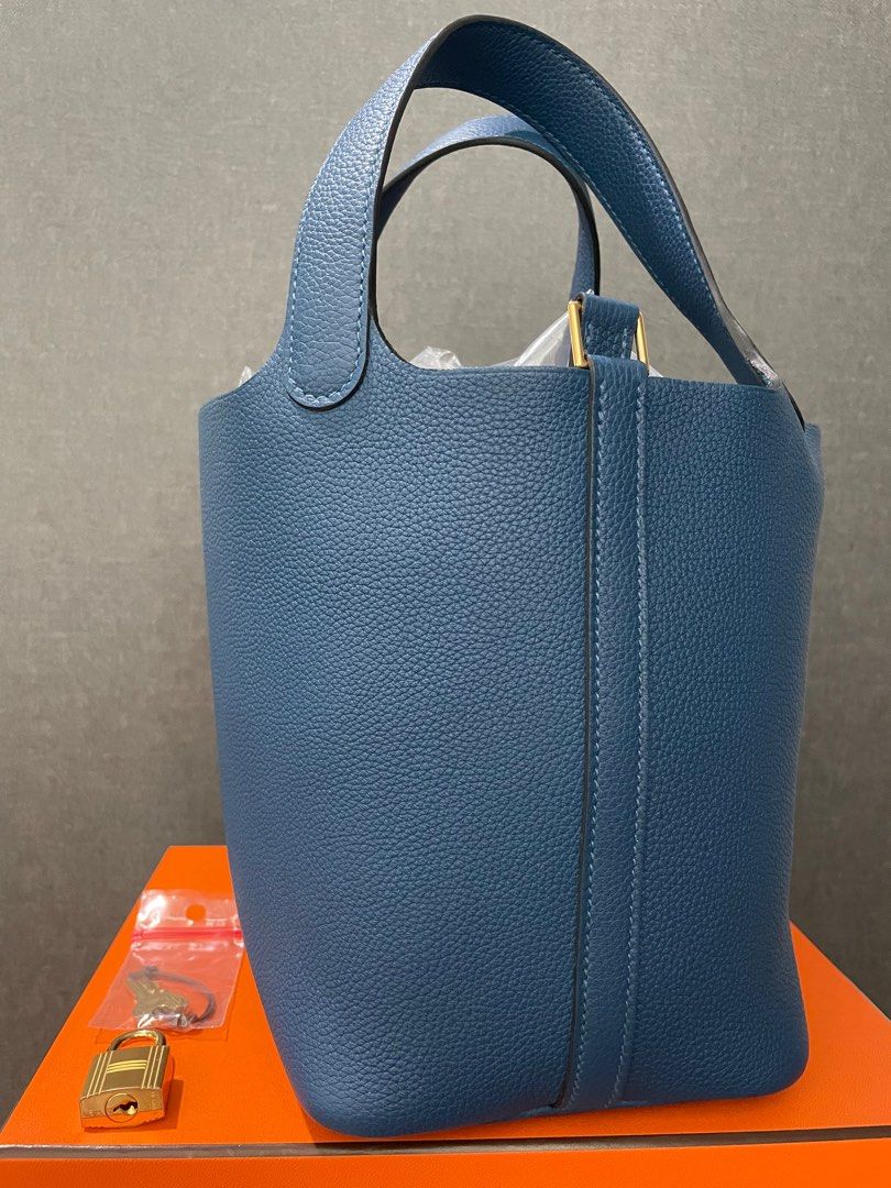 Hermes Deep Blue Taurillon Maurice Leather Picotin Lock 22 Bag Hermes