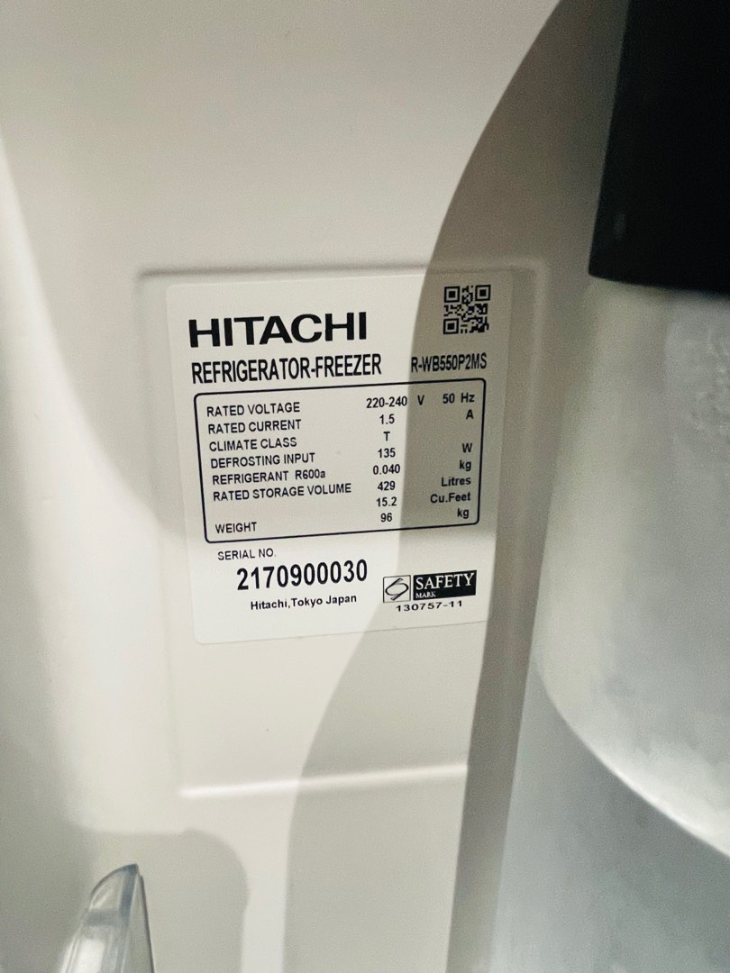 Hitachi Refrigerator Freezer (Bottom) 429L, TV & Home Appliances