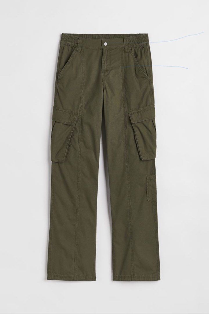 H&M Canvas Cargo Trousers, Women's Fashion, Bottoms, Jeans & Leggings on  Carousell